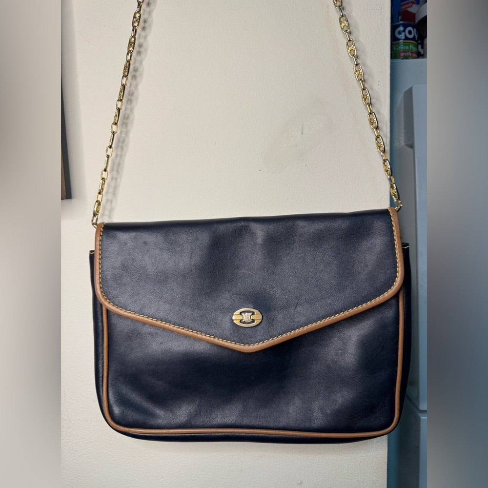 Vintage Celine Envelope clutch with logo chain. - Picture 8 of 16